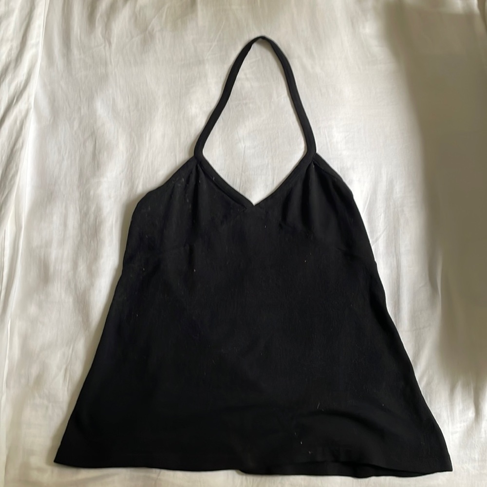 KHAITE, BLACK HALTER TOP, 100% COTTON, SIZE S